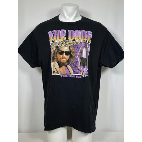 Tops - The Big Lebowski The Dude El Duderino Crew Neck Black T-Shirt Men's 2XL